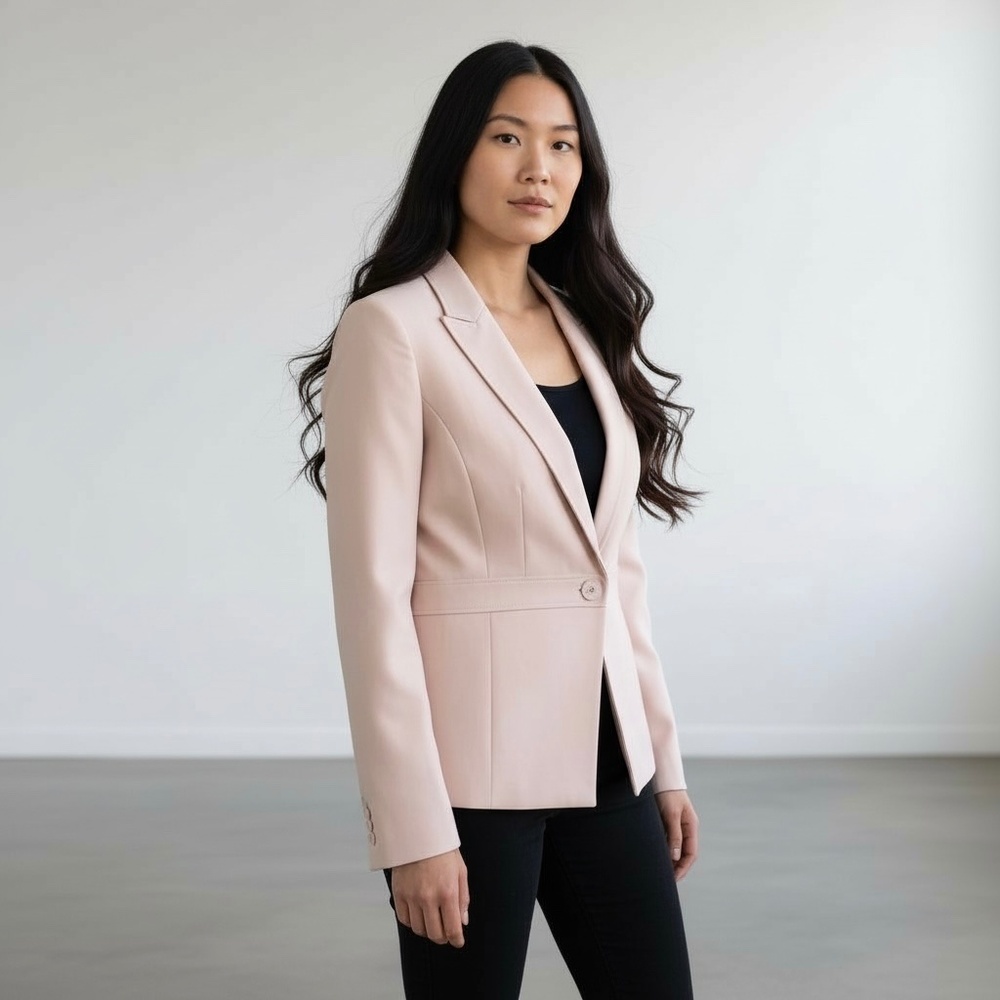 NWT White House Black Market One Button Comfort Stretch Blazer Sz 12 Cameo Rose